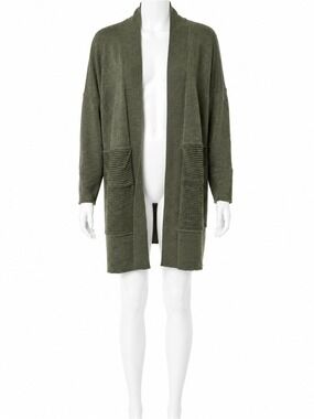 Lululemon Sit In Lotus Wrap Cardigan Olive Green Merino Wool Sweater Size 12